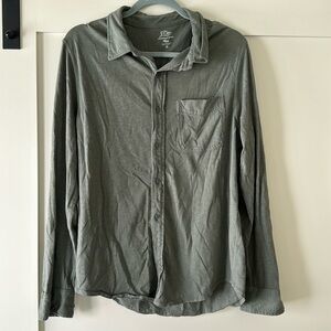 J. Crew Garment Dyed Slub Cotton Button Down, sage green gray, sz M